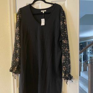 NWT Maurices Black dress with chiffon sleeves XL